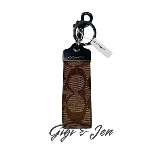 Coach Loop Key Fob In Signature Canvas Khaki signature New - Picture 4 of 5